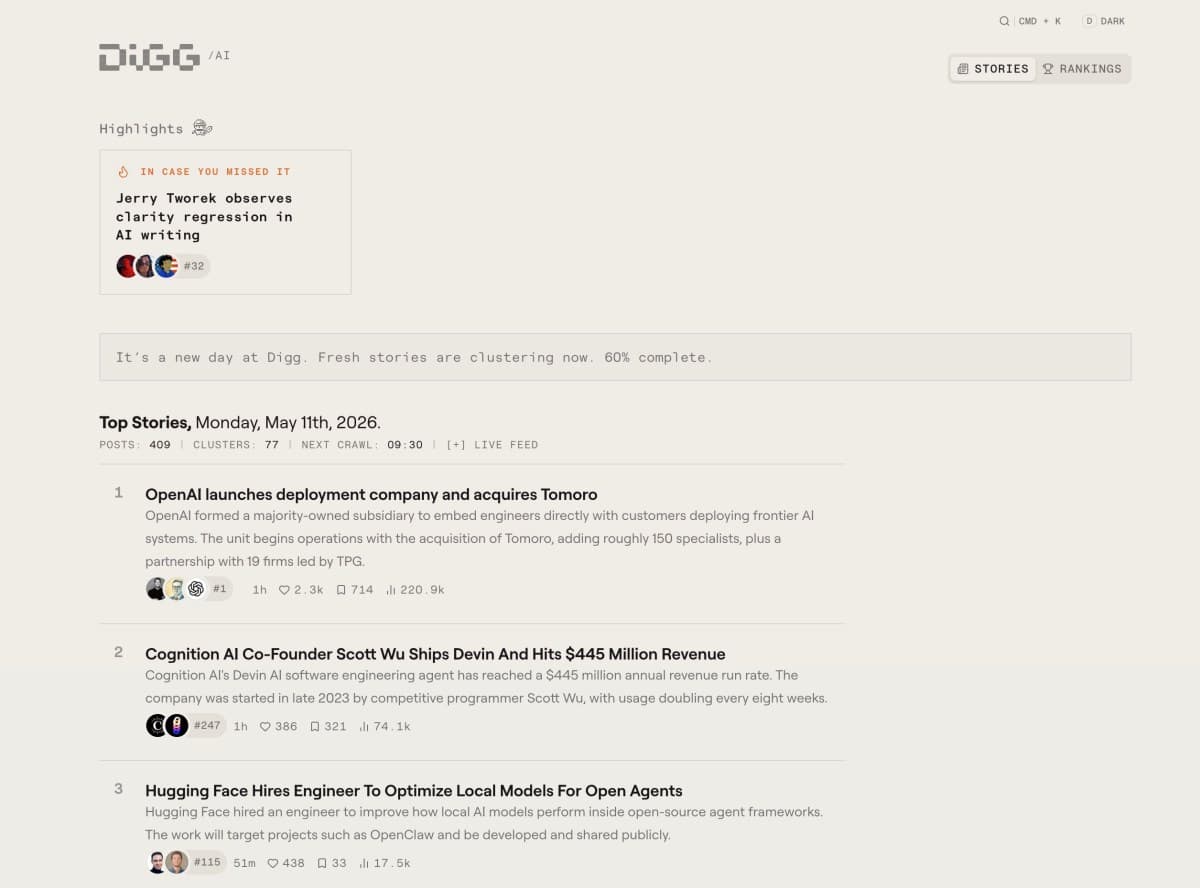 Digg Pivots to AI-Powered News Curation for Busy Professionals