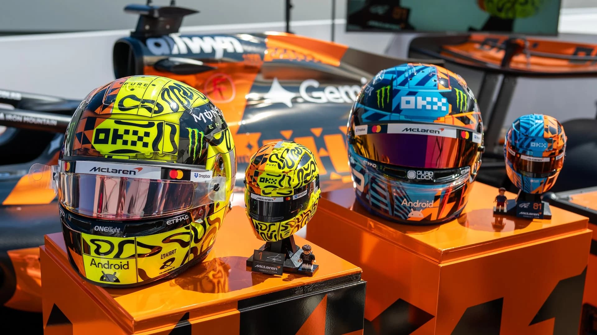 LEGO and McLaren Partner on Custom 1,000th Race Helmets